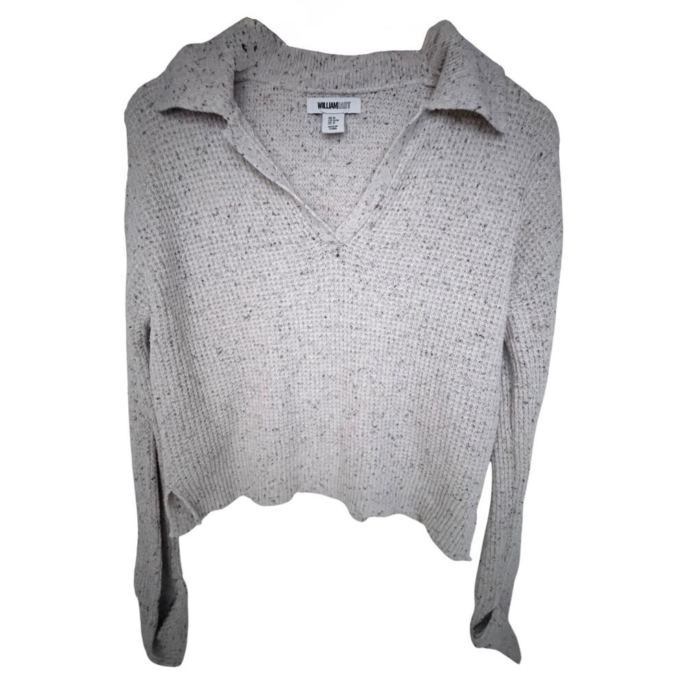 William Rast Cowl Neck Sweater Womens Medium Beige Speckled Knit Pullover